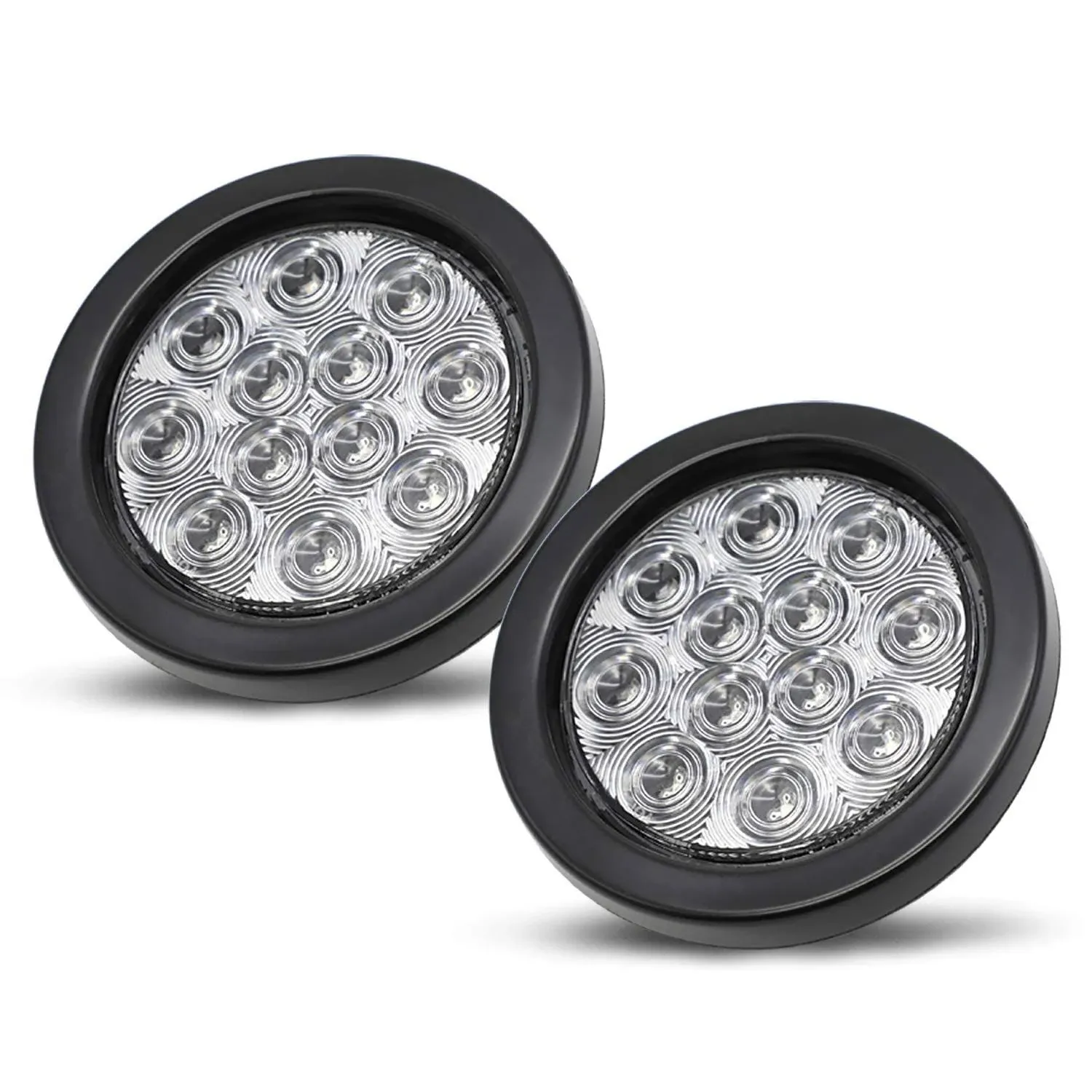 Meerkatt Tail Lights 4 Inch Sphere 12 LED Sealed Clearance Lamp Tail Light Kit Include Black Resin Plug for Truck Trailer Bus Van Pickup 12V DC Pack of 2.