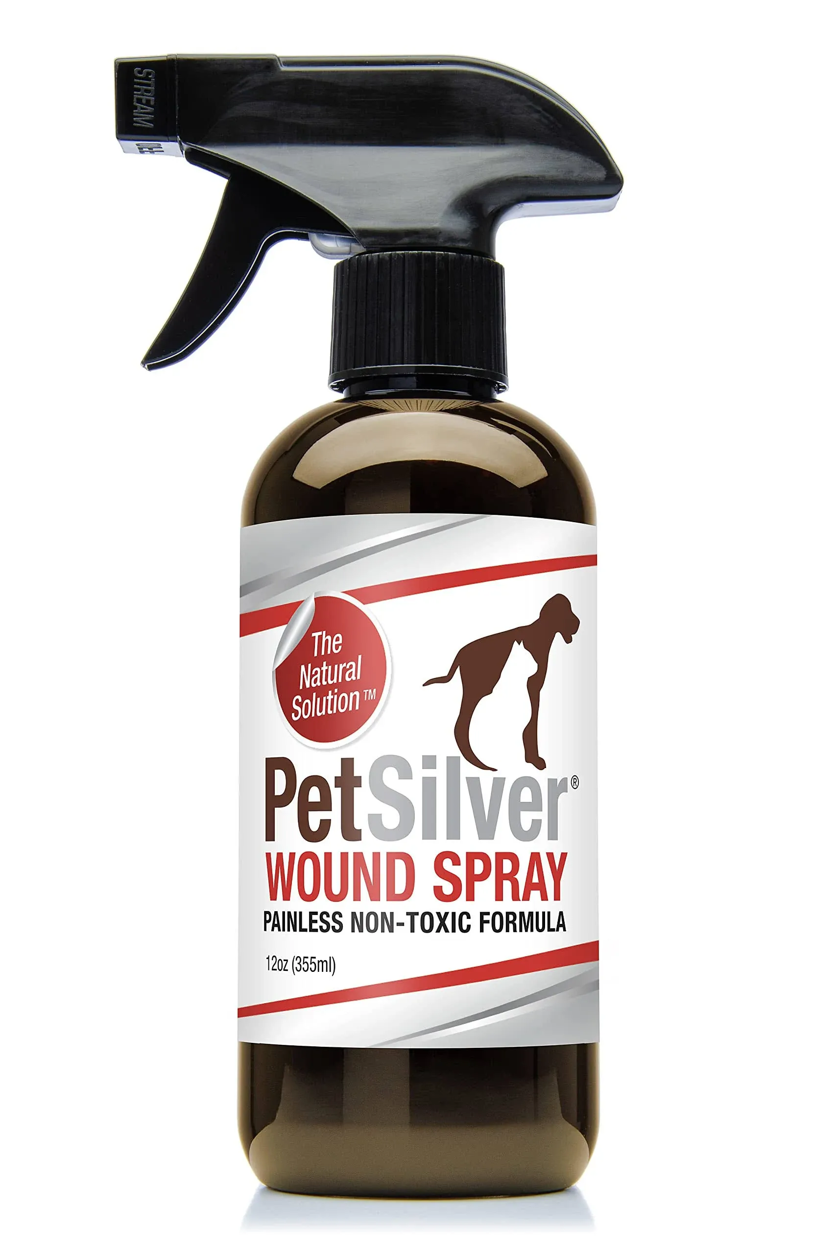 PetSilver Wound & Skin Spray with Patented Chelated Silver, Allergy Relief for Dogs Itching, Hot Spot Treatment for Dogs, Cat and Dog Wound Care, Natural Skin Soother for Dogs, USA, 12 fl. oz.