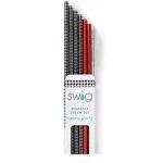 * Swig Reusable Straw Set Houndstooth & Crimson