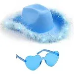 Funcredible Light Blue Cowgirl Hat with Glasses - Halloween Up Cowboy... 