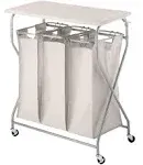 Whitmor Easy Lift Triple Laundry Sorter with Folding Table