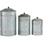 Galvanized Metal Canisters - Set of 3