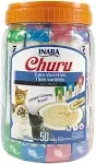 INABA Churu Cat Treats, Grain-Free, Lickable, Squeezable Creamy Purée Cat Treat/Topper with Vitamin E & Taurine, 0.5 Ounces Each Tube, 50 Tubes, Tuna Variety