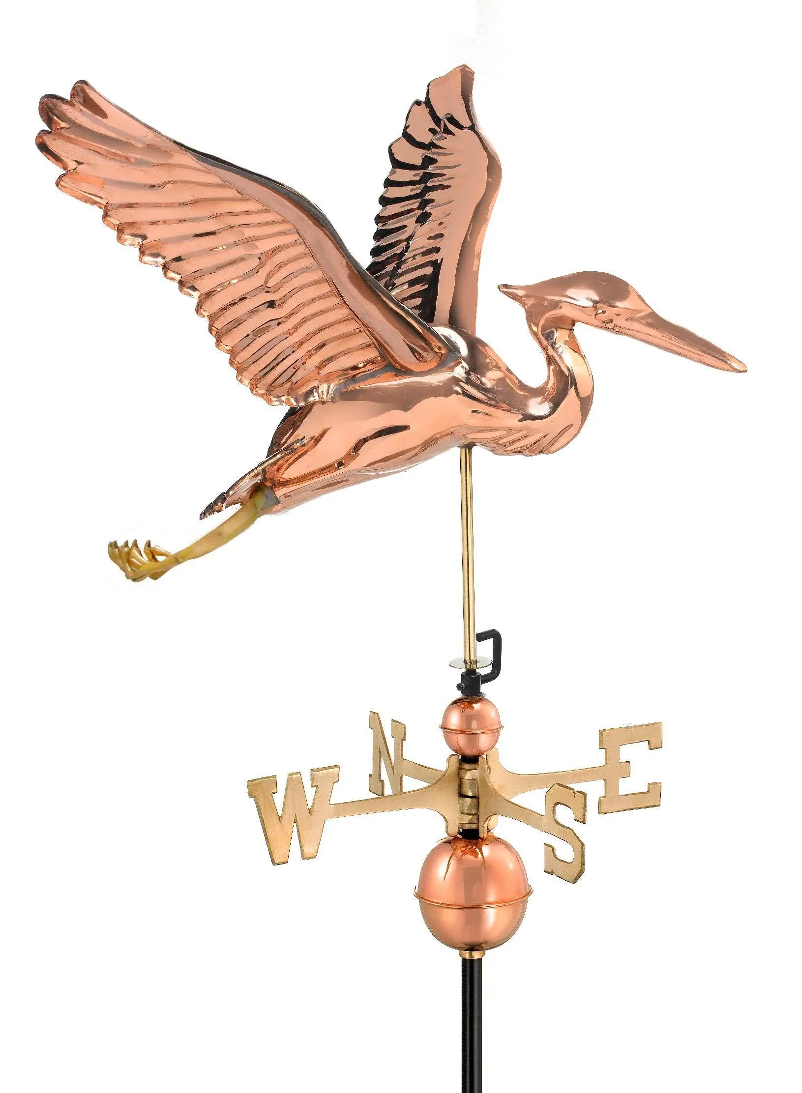 Good Directions Blue Heron Weathervane - Polished Copper