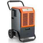 Portable Commercial Dehumidifier with Water Tank and Drainage Pipe-Gray丨costway