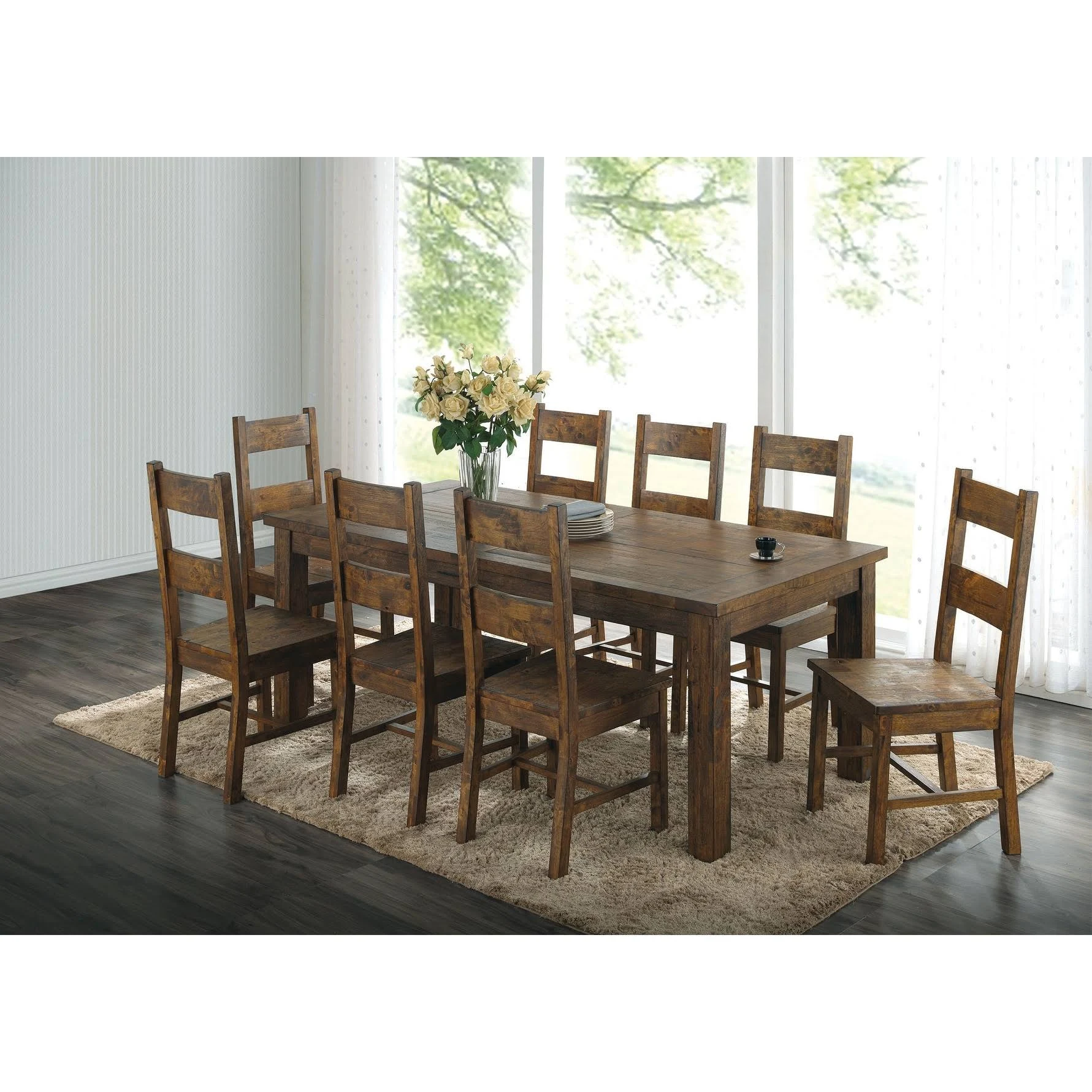 Coaster Coleman 9-Piece Rectangular Dining Set Rustic Golden Brown