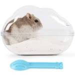 BUCATSTATE Hamster Sand Bath Container Large Hamster Toilet with Scoop Set Dust Bust Accessories for Small Animals (Transparent, Medium)