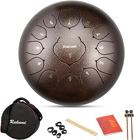 14 inch 15 Note Steel Tongue Drum Percussion Instrument Lotus Hand Pan Drum with ...