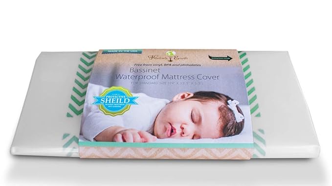 "Harlow's Earth Protective Crib Bassinet Mattress Cover- Waterproof -Safe Sleep Protection from Toxic Mattress Off Gassing, Impermeable Barrier Between Chemicals and Your Baby"