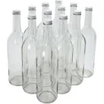 FasTrack 750 ml Clear Screw Cap Wine Bottles with 28 mm Metal Screw Caps, White