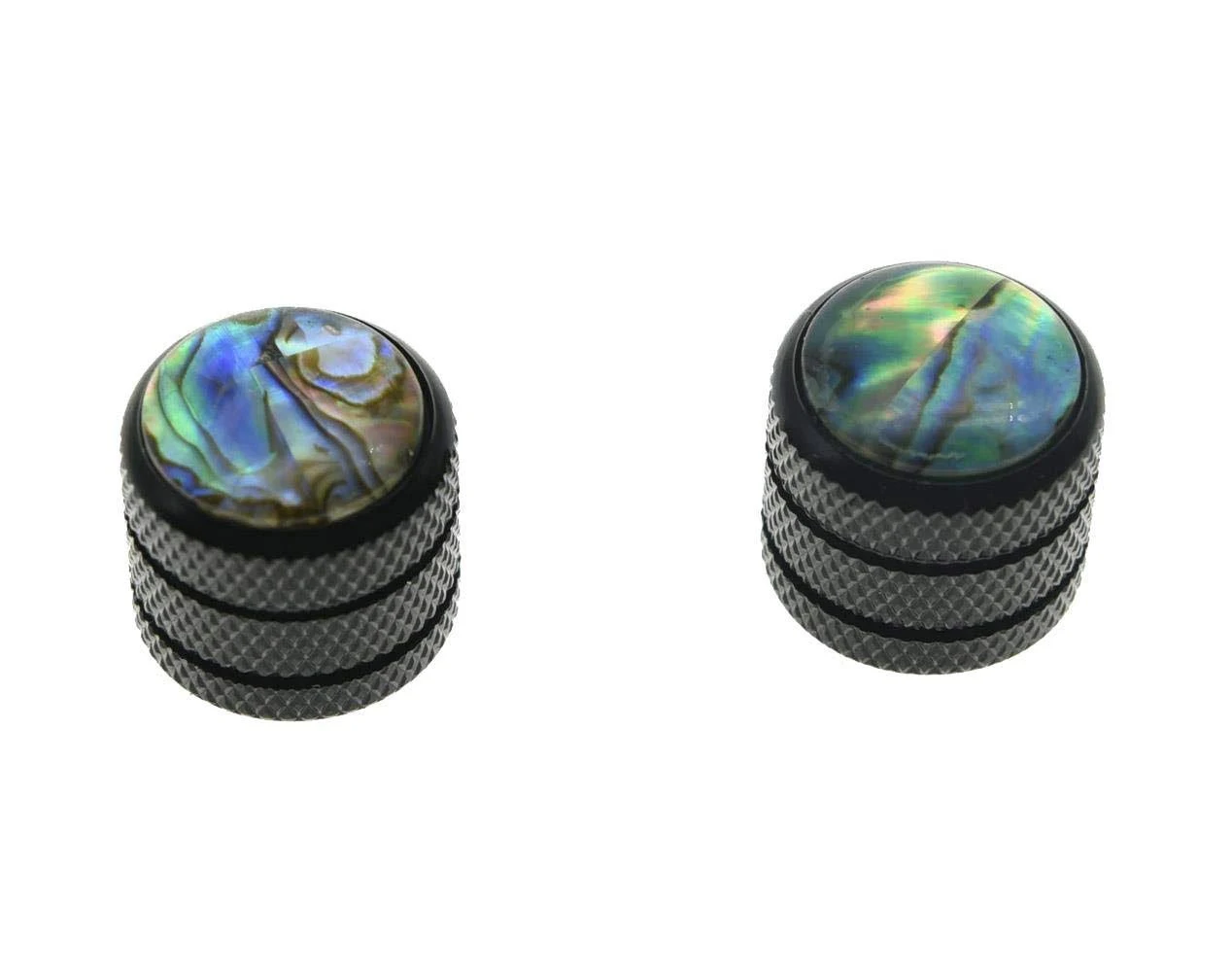 KAISH Pack of 2 Black Push On 6mm Guitar Abalone Top Dome Knobs Bass  Tele Knob