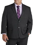 Big & Tall Men's Oak Hill Jacket-Relaxer Patterned Suit Jacket - Charcoal - Size ...