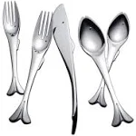 Yamazaki TW-00 Gone Fishin' 5-Piece Placesetting,Silver