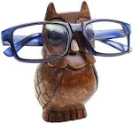 Ajuny Handcrafted Wooden Eyeglass Spectacle Holder - Handmade Owl Design Eyewear Wood Display Stand, Specs Sunglasses Eyeglasses Goggles Stand Organizer for Office Desk Home Decor Gifts