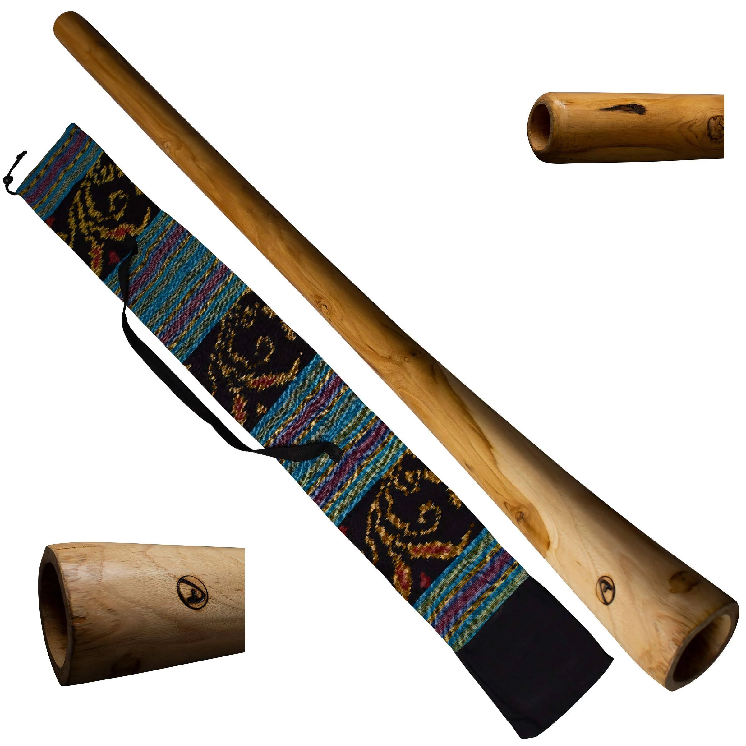 Australian Treasures: Handcrafted Wooden Didgeridoo with Ikat Carry Bag - Beginner-Friendly Wind Instrument for Meditative Sounds