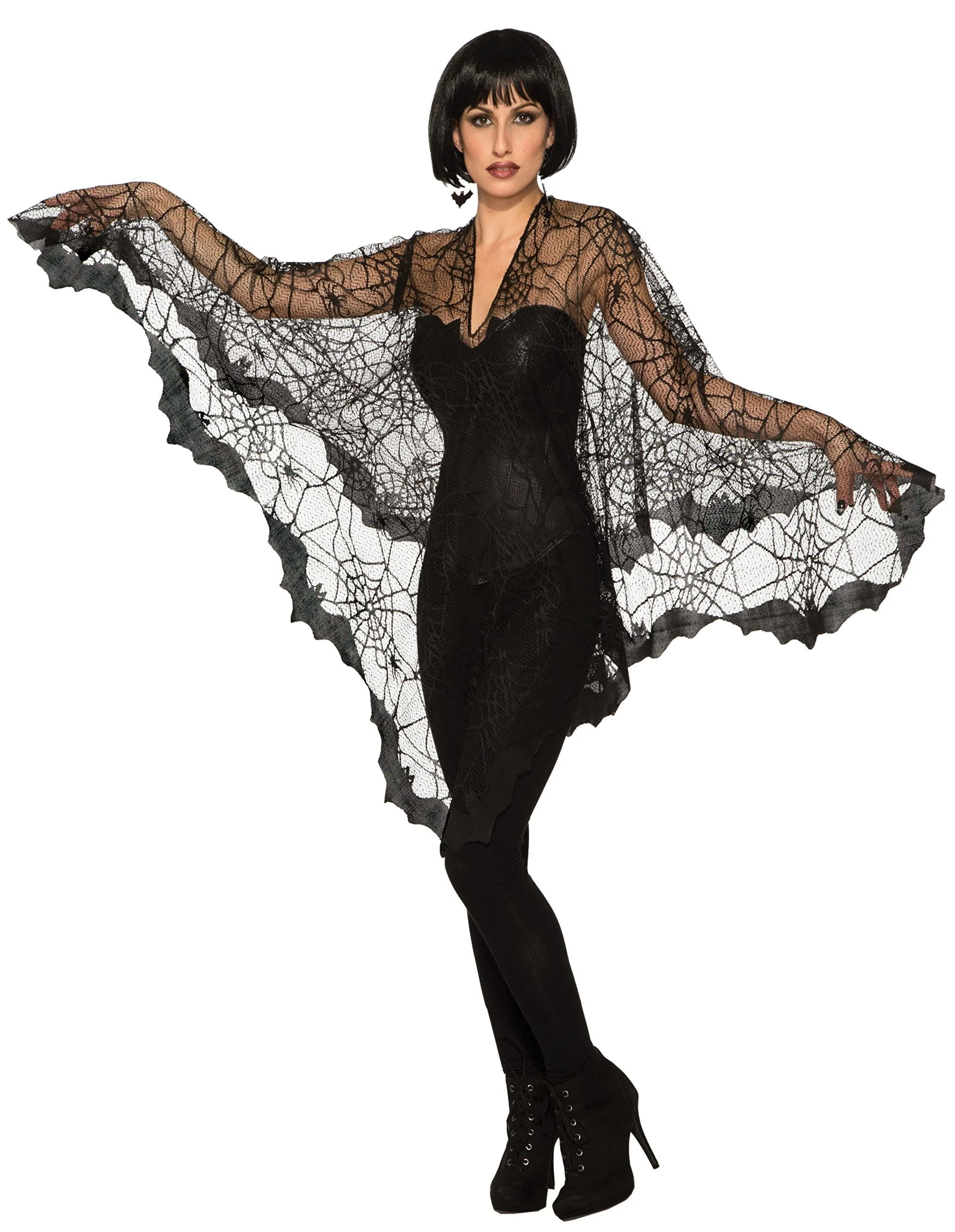 Sexy Black Spiderweb Lace Adult Shawl