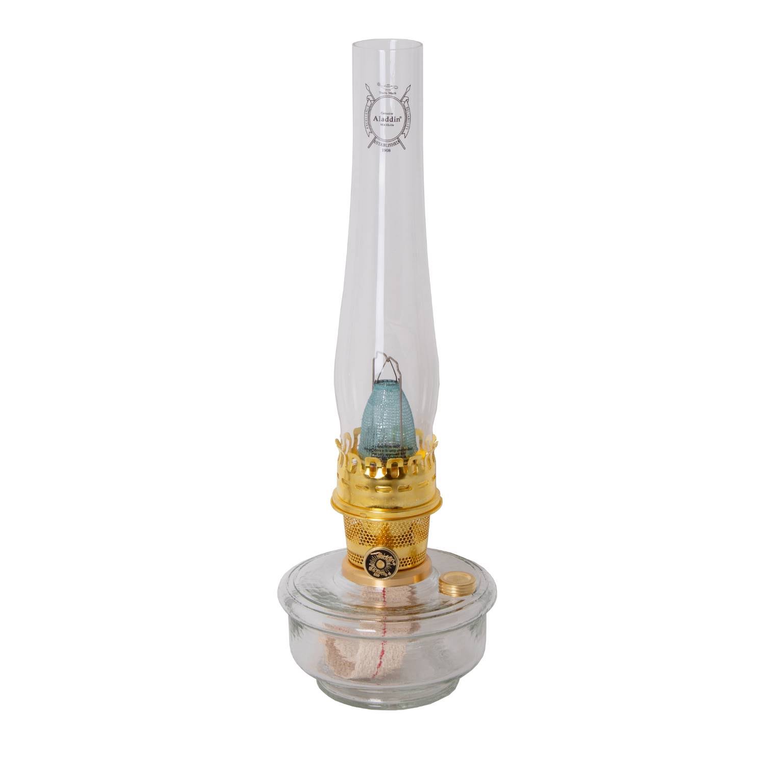 Aladdin Genie III Oil Lamp, Indoor Emergency Lighting for Shelf, Table or Hanging, Clear Glass Bowl with Nickel Burner