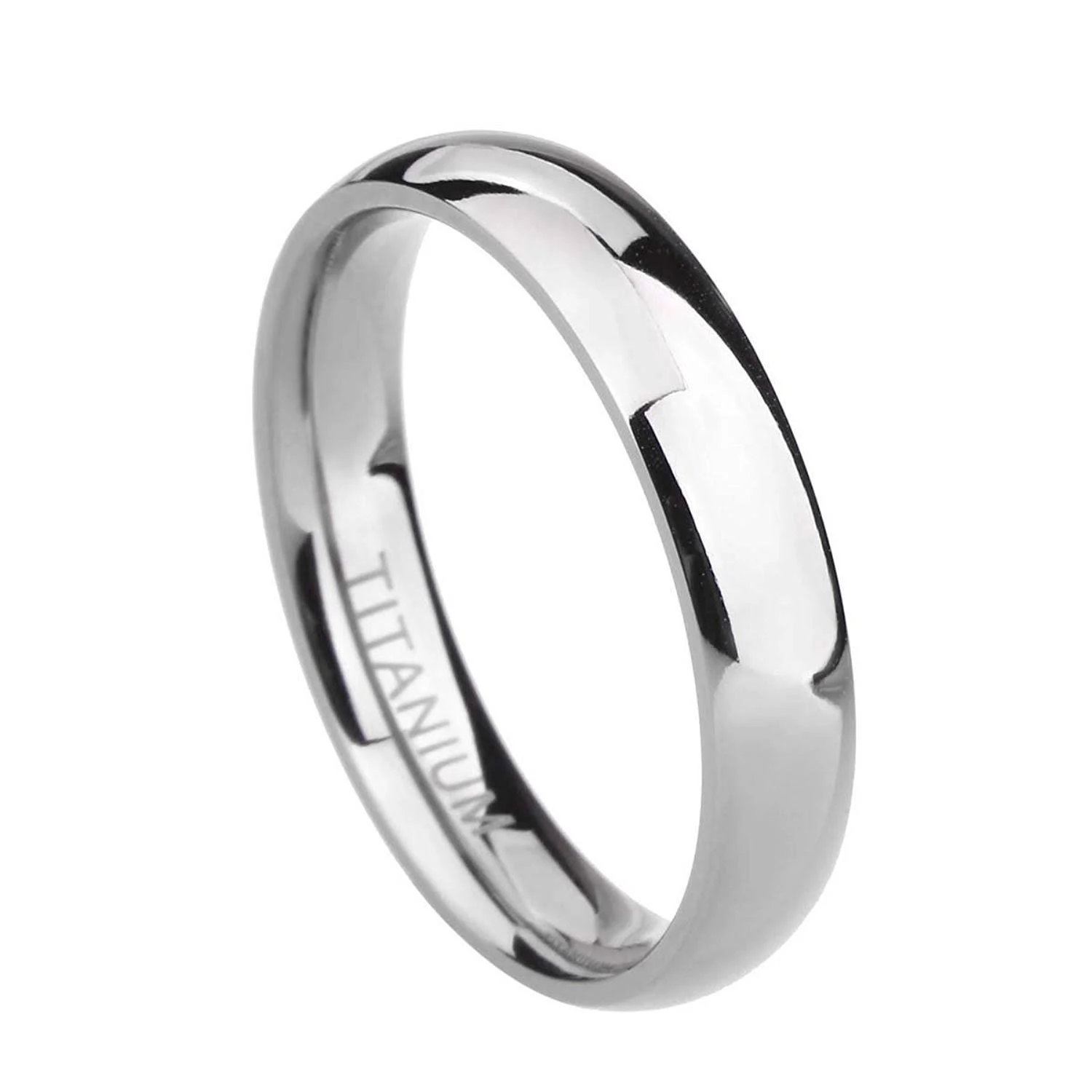 TIGRADE 2mm 4mm 6mm 8mm 10mm Titanium Ring Plain Dome High Polished Wedding Band ...