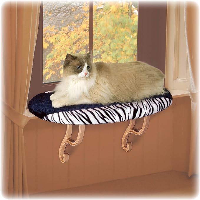 K&H Pet Products Cat Window Perch Kitty Sill with Washable Cushion Bed Cover - Sturdy Cat Window Hammock Holds 40LBS for Large Cats, Window Bed Seat for Indoor Pets - Unheated