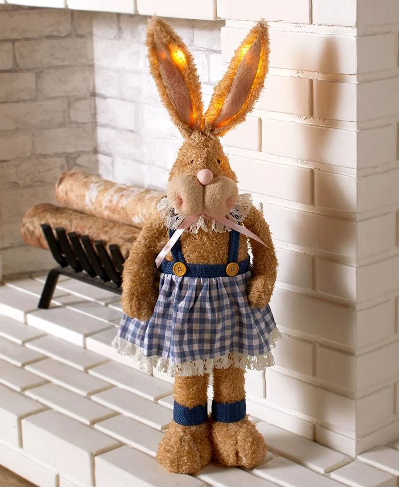 20" Lighted Standing Bunnies or Carrot Garland - Bunny in Dress