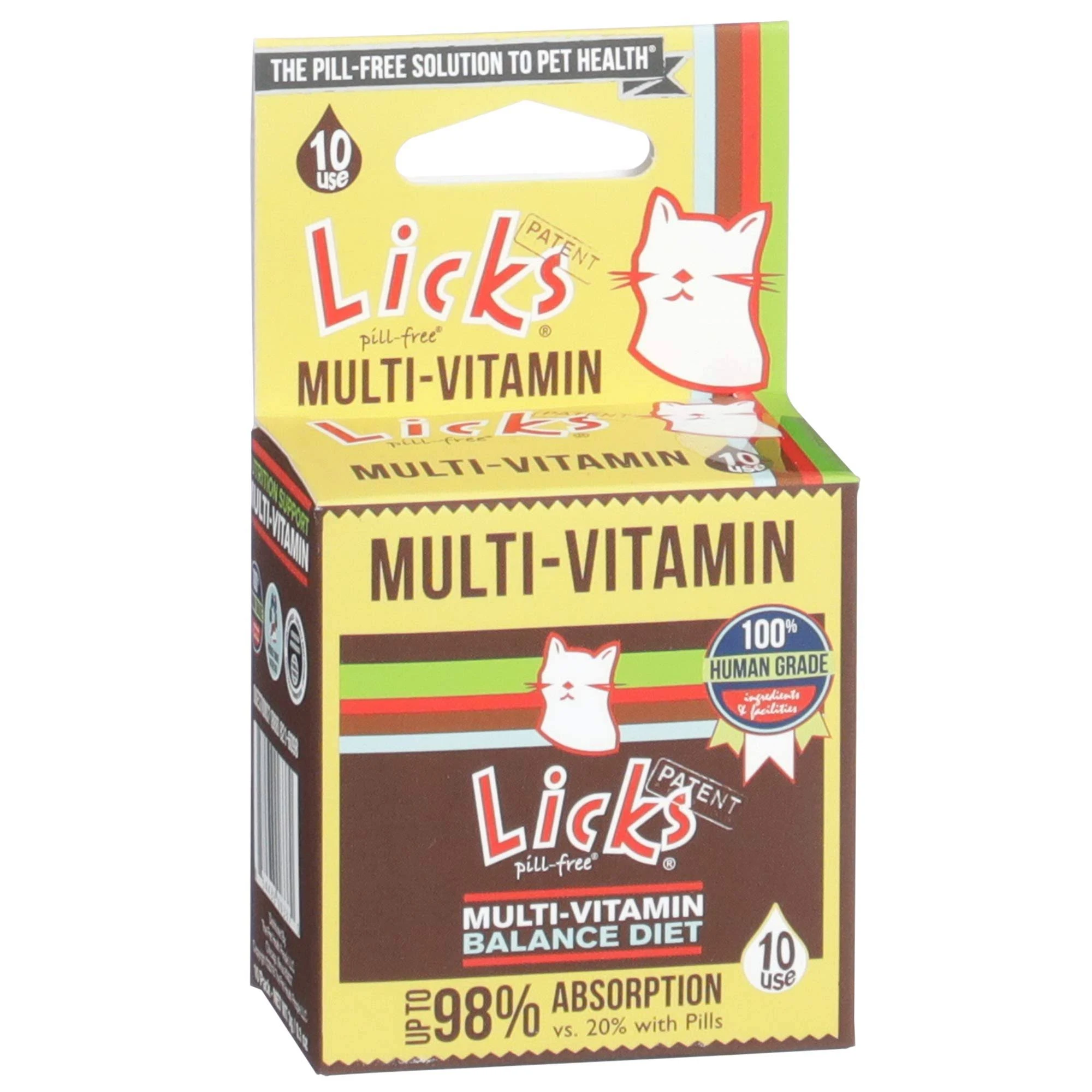 Licks Pill-Free Cat Multivitamin - Cat Supplement with Vitamin C, D, and Calcium - Multivitamin Pet Supplies - Gel Packets - 10 Use