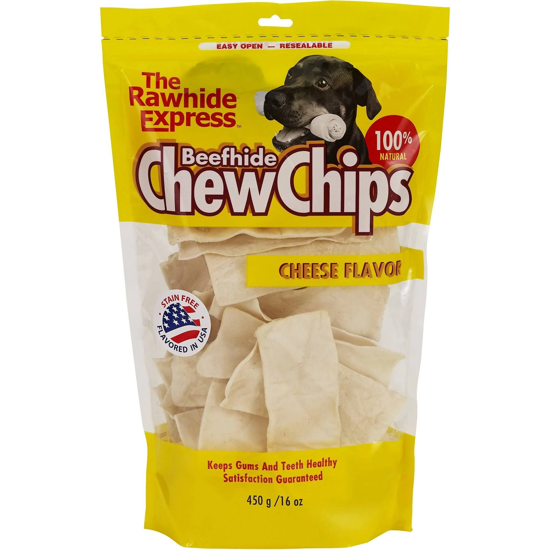 The Rawhide Express Dog Treat, Beefhide Chew Chips, Peanut Butter Flavor - 453.5 g