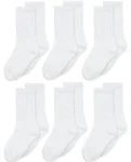 Jefferies Socks Boys Seamless Toe Athletic Crew 6-Pack Medium White