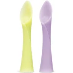 Olababy 100% Silicone Soft-Tip Training Spoon for Baby Led Weaning 2pack (Lemon/Lilac)