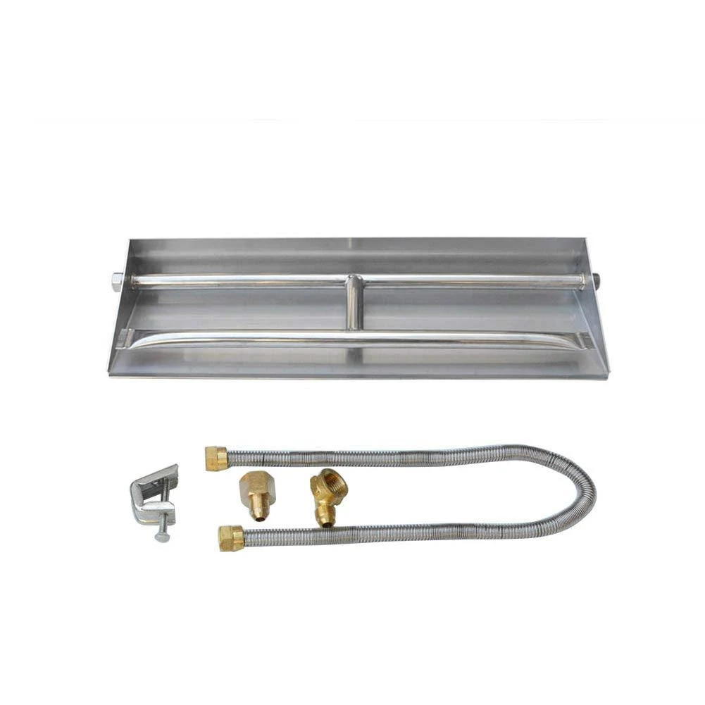 Stanbroil Stainless Steel Natural Gas Fireplace Dual Flame Pan Burner Kit, 14.5-inch