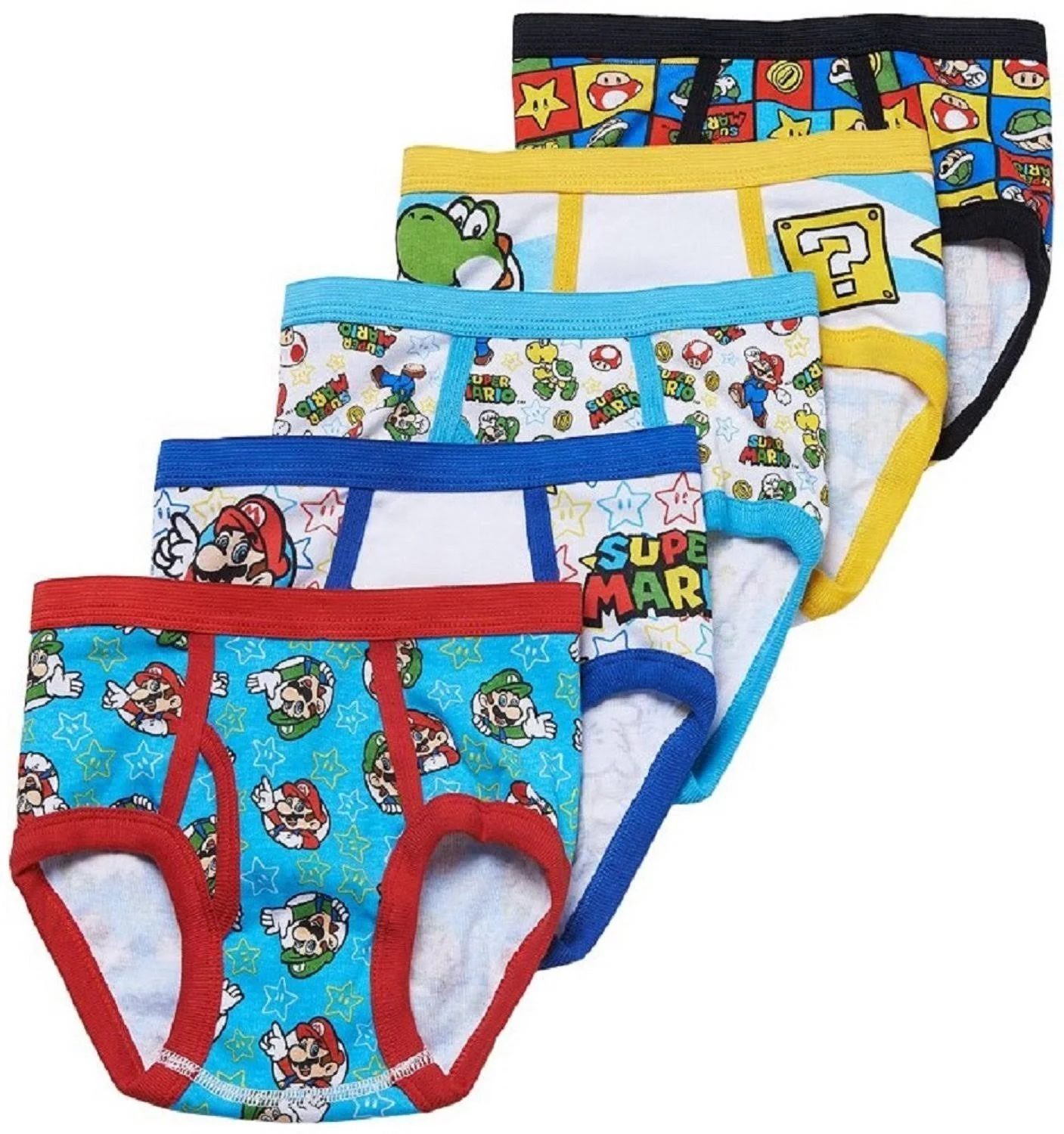 Super Mario Bros., Boys Underwear, 5 Pack Briefs Size 8