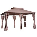 10&#039;x13&#039; Outdoor 2-Tier Vented Canopy Steel Gazebo BBQ Party Tent Shelter Shade