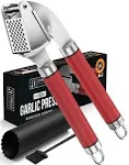 ORBLUE Garlic Press Stainless Steel - Premium Professional Grade Passion Red 