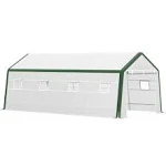 Outsunny 20' x 10' x 8' Large Walk-In Greenhouse with Roll Up Door, 8 Closeable ...