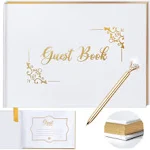 Wedding Guest Book Wedding Guestbook with Gold Pen Guest Book Wedding Gold St...