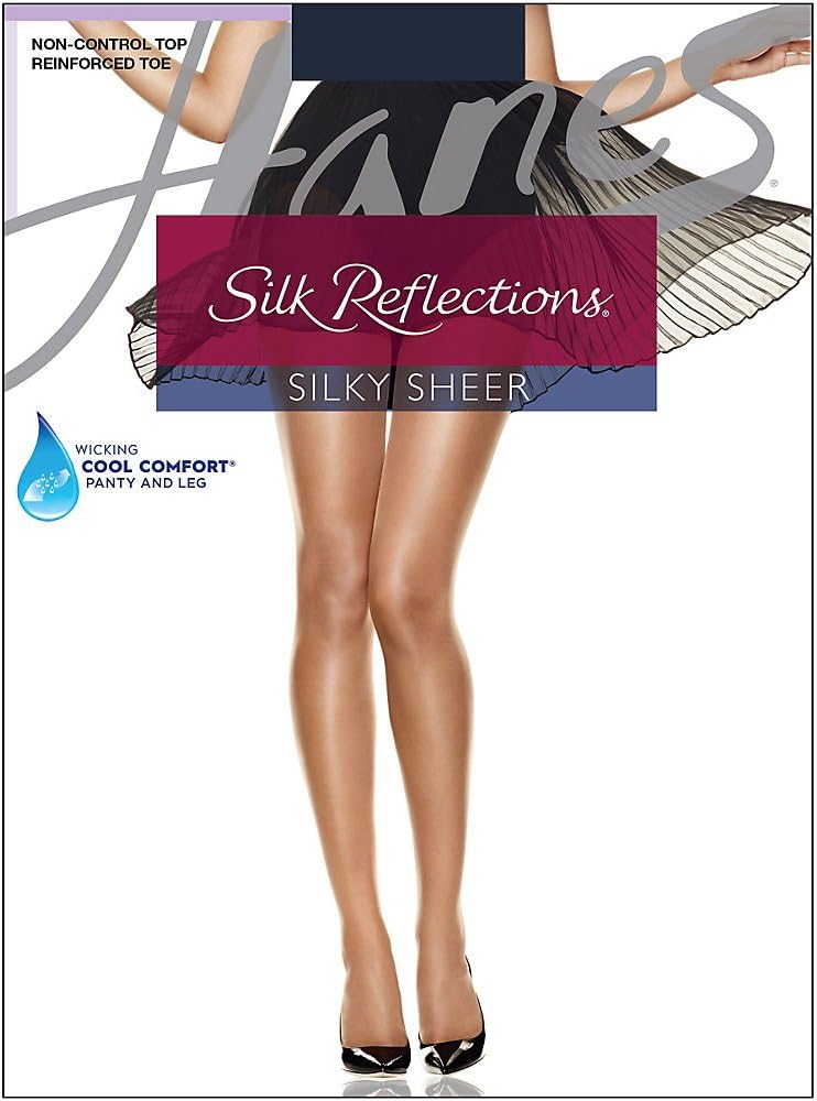 NEW Hanes Silk Reflections Silky Sheer Pantyhose Hosiery Classic Navy, size EF