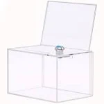 G Ganen Donation Box with Lock,Acrylic Ballot Box,Vote Box,Ticket Box,Clear Suggestion Box with 4x6 Ad Frame Flyer Sign Holder for Vote Coin Card