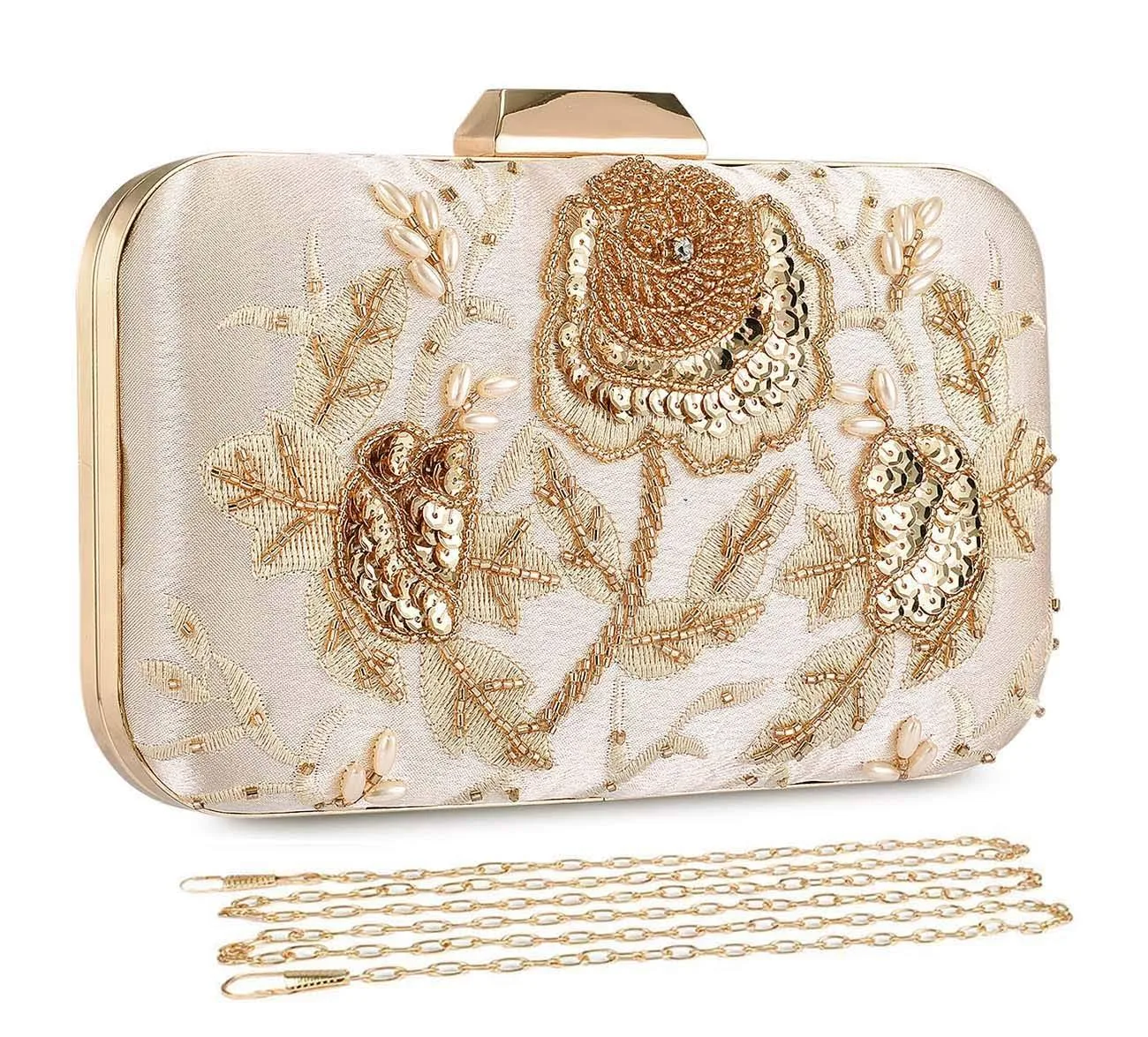 UBORSE Embroidery Sequins Beaded Clutch Evening Bags for Women Formal Party Wedding Purses