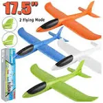 BooTaa 4 Pack Airplane Toys, 17.5" Large Throwing Foam Plane, 2 Flight Mode, Foam Gl...