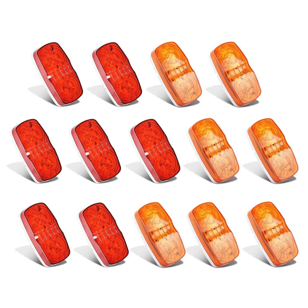 nifeida Trailer Clearance Lights, 14 PCS Waterproof Double Bullseye Amber &amp; R...