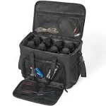 8 Slots Wireless Microphone Case with Foam, 1680D Heavy Duty Oxford Fabric Microphone Bag with Shoulder Strap, BLACK