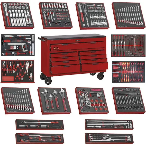 Teng Tools 9 Drawer 53 inch Wide Mega Bundle Foam Tool Kit - TCW809N