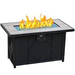 Bali Outdoors Fire Pit Propane Gas Firepit Table Rectangular Tabletop 42in 60,000BTU