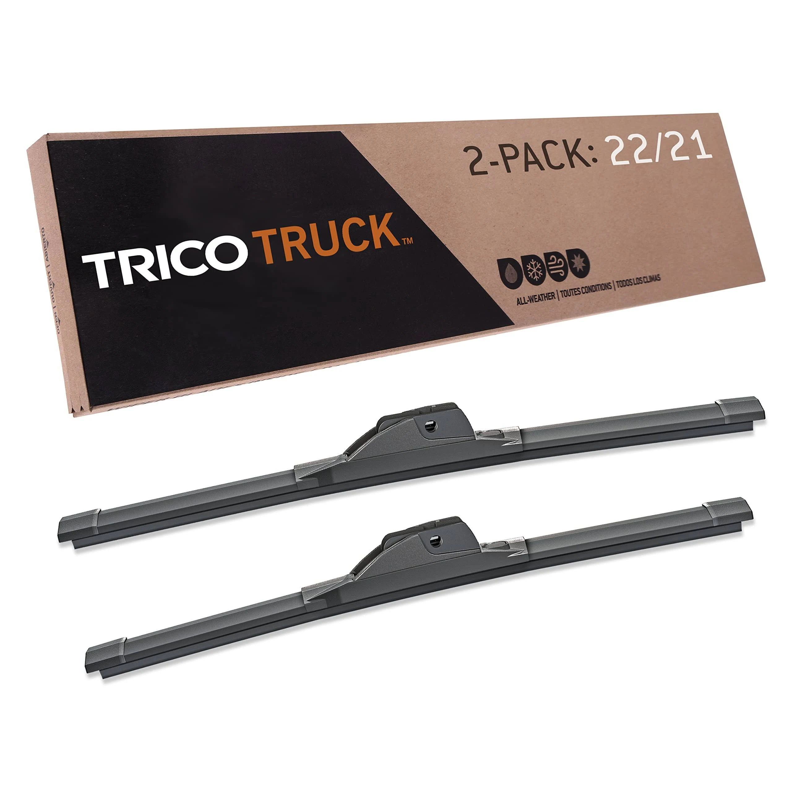 TRICO Solutions™ Truck 22 Inch & 21 Inch Pack of 2 High Performance Automotive Replacement Windshield Wiper Blade for Select Dodge, Nissan, Honda, Toyota, and Cadillac Models (58-2221)