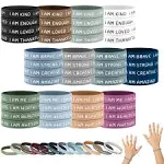 HyDren 48 Pieces Inspirational Wristbands Motivational Silicone Bracelets Bulk Positive Affirmation Rubber Bracelets Gift for Students Teachers School Prizes, 2.56 Inch