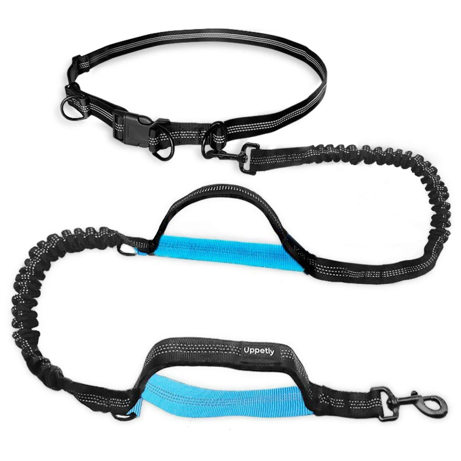 Hands Free Dog Running Leash with Adjustable Waist Belt, Dual Handle Elastic ...