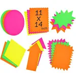 Juvale 18 Piece 11x14 Large Neon Poster Board Cutouts, Paper Signs for Science Fair Projects Decoration, & School Presentation Supplies (6 Shapes) - Large Poster Board Cut Outs - Poster Board Shapes