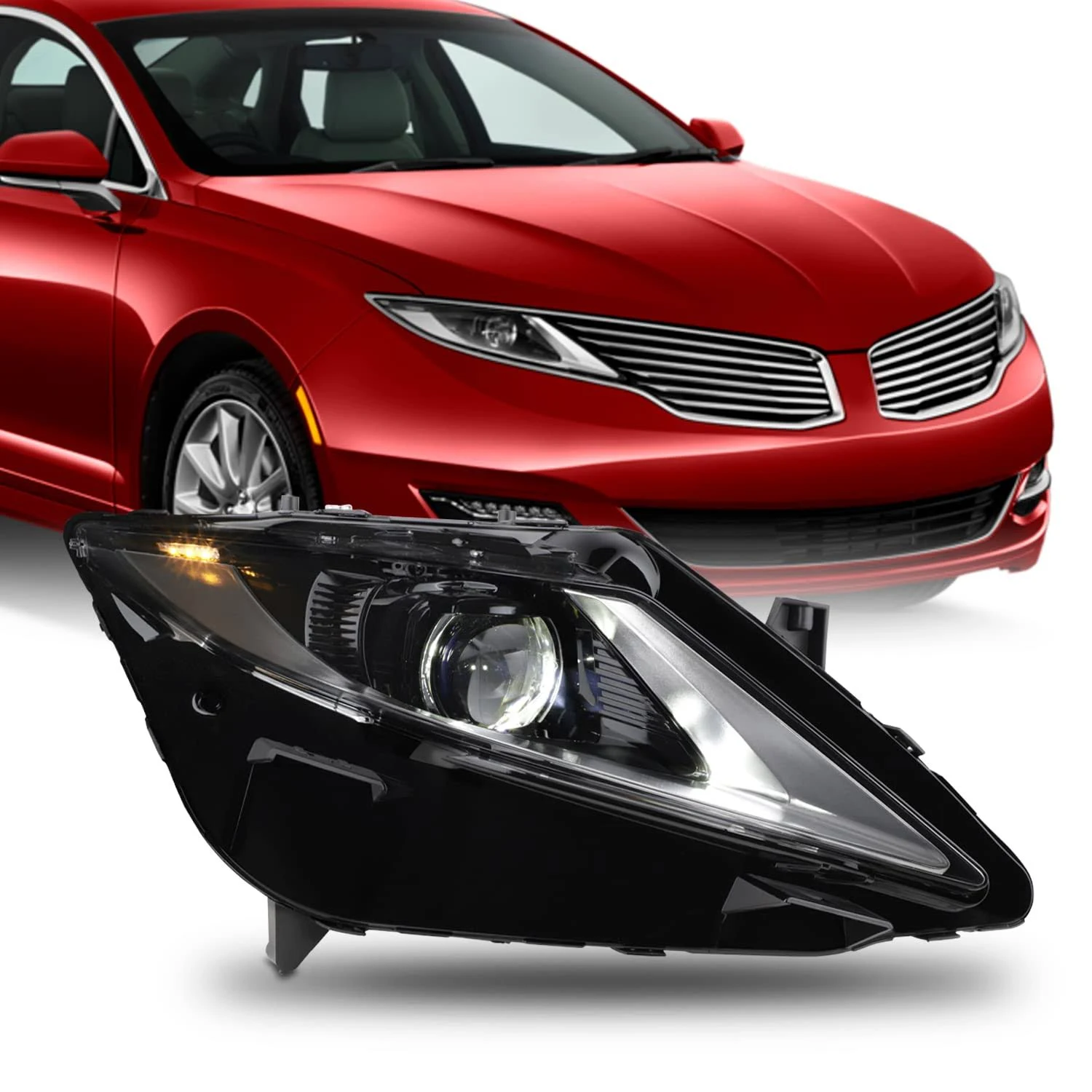 AKKON - Fit 2013 2014 2015 2016 Lincoln MKZ 13-16 [Full LED] w/AFS and LED Control Projector Headlight OE Style Passenger Right