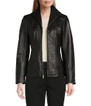 Cole Haan Wing Collar Leather Jacket - Black | Size S