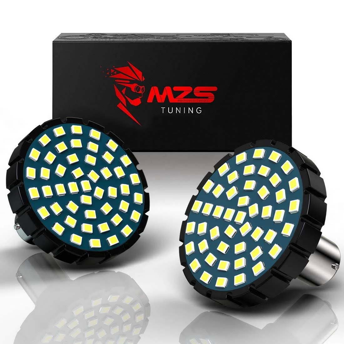 MZS 1157 Turn Signal LED Bulb Running Light Kit, Upgraded LED Beads 2" Bullet Style w/Dual Color Front or Rear Compatible For Most Family Motorcycles (48White + 48Amber) - Pack of 2