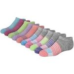 Hanes Girls' Comfort Fit Heel Shield and No Show Socks, 10-Pair Packs